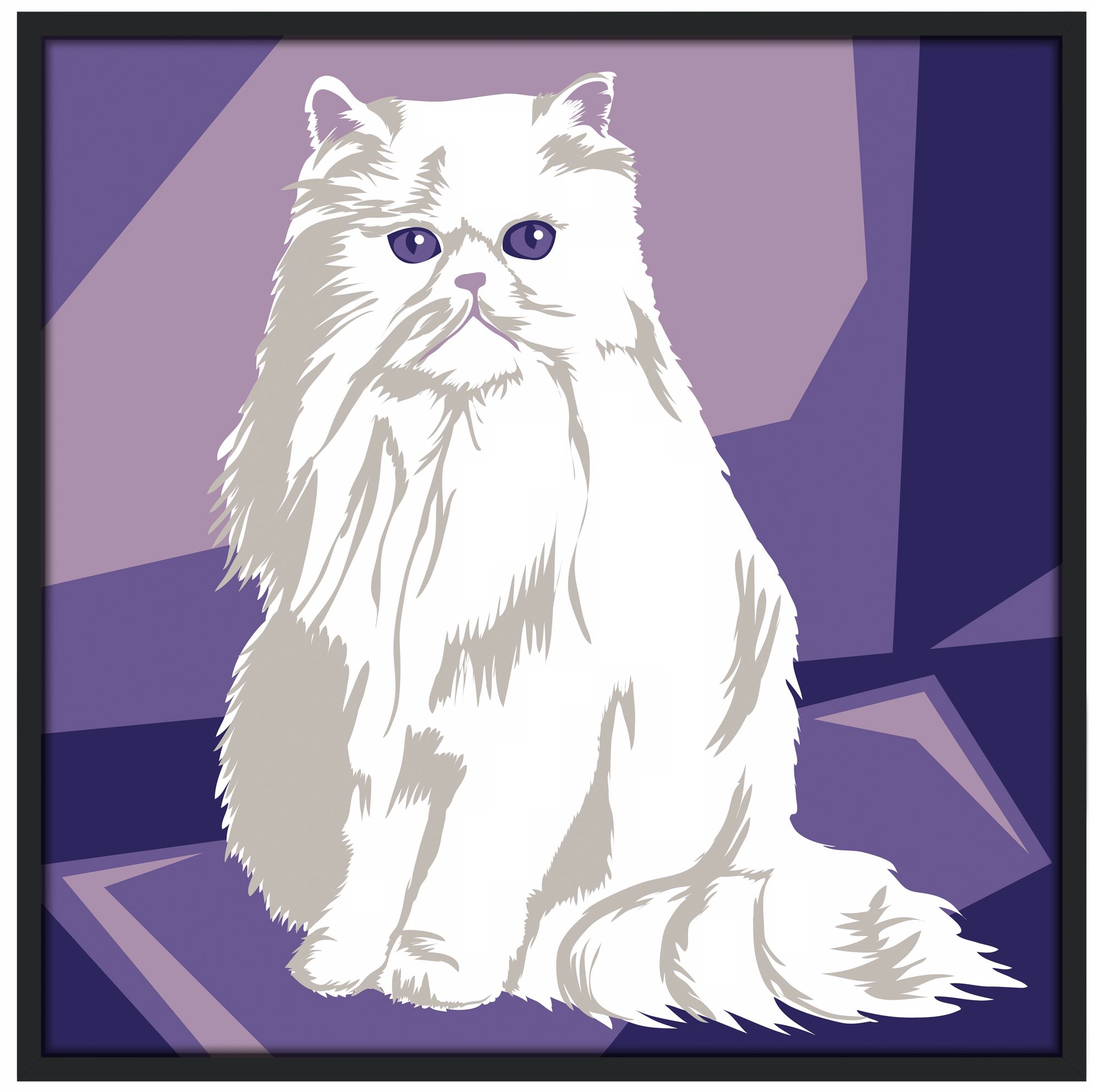 Thinking Cat 37" Square Black Giclee Wall Art