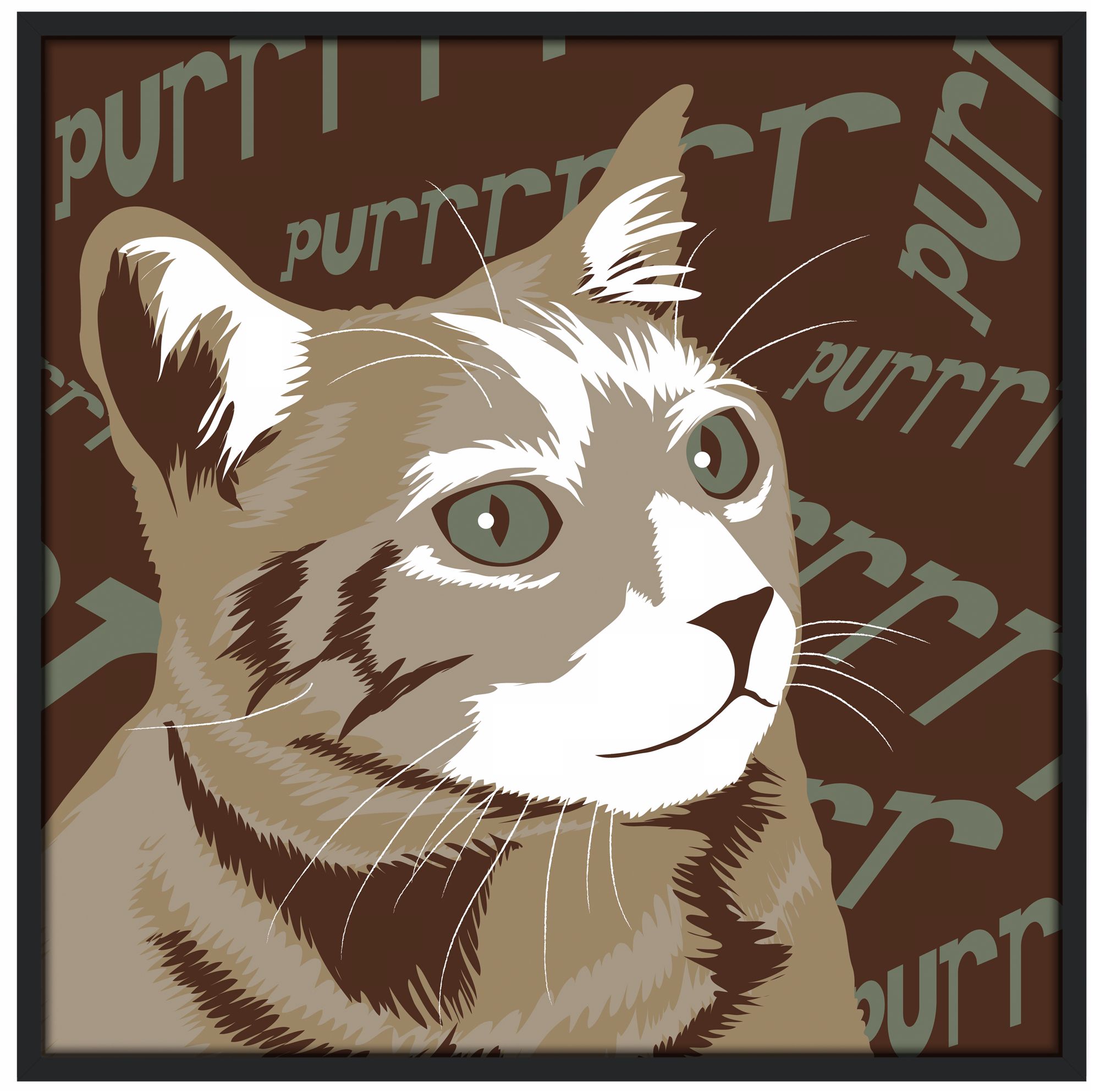 Purr 37" Square Black Giclee Wall Art
