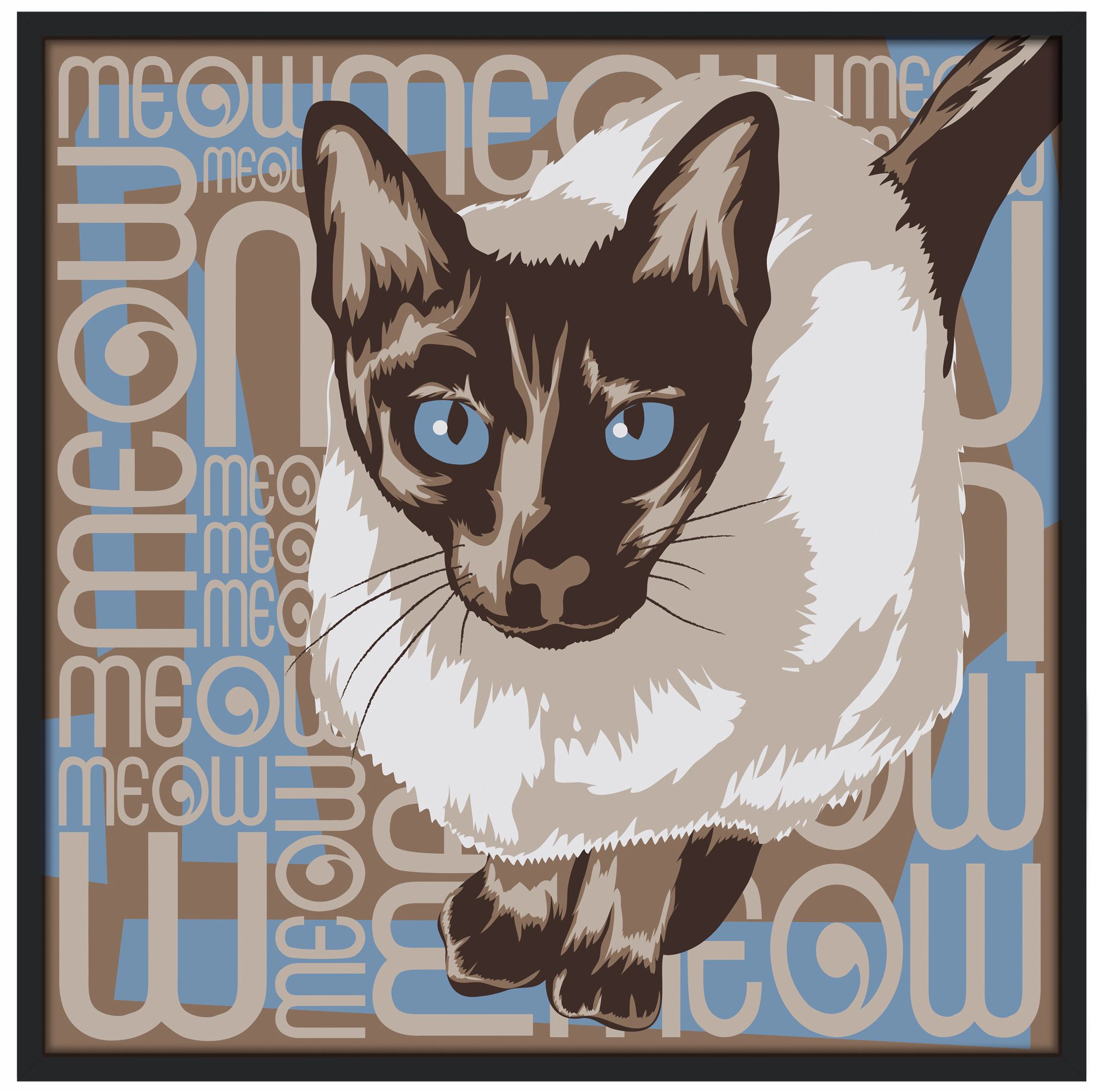 Lunchtime Cat 37" Square Black Giclee Wall Art