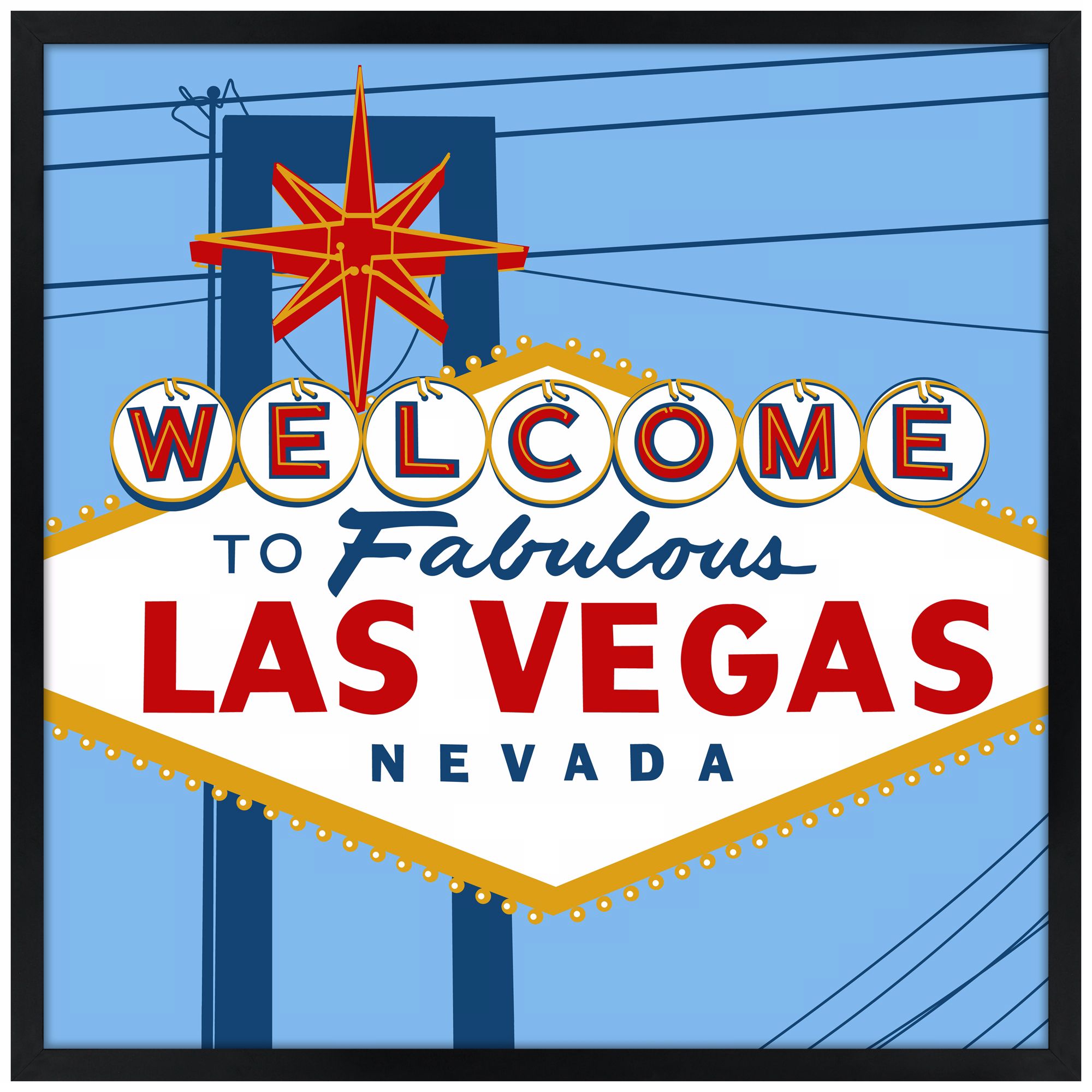 Vegas 21" Square Black Giclee Wall Art