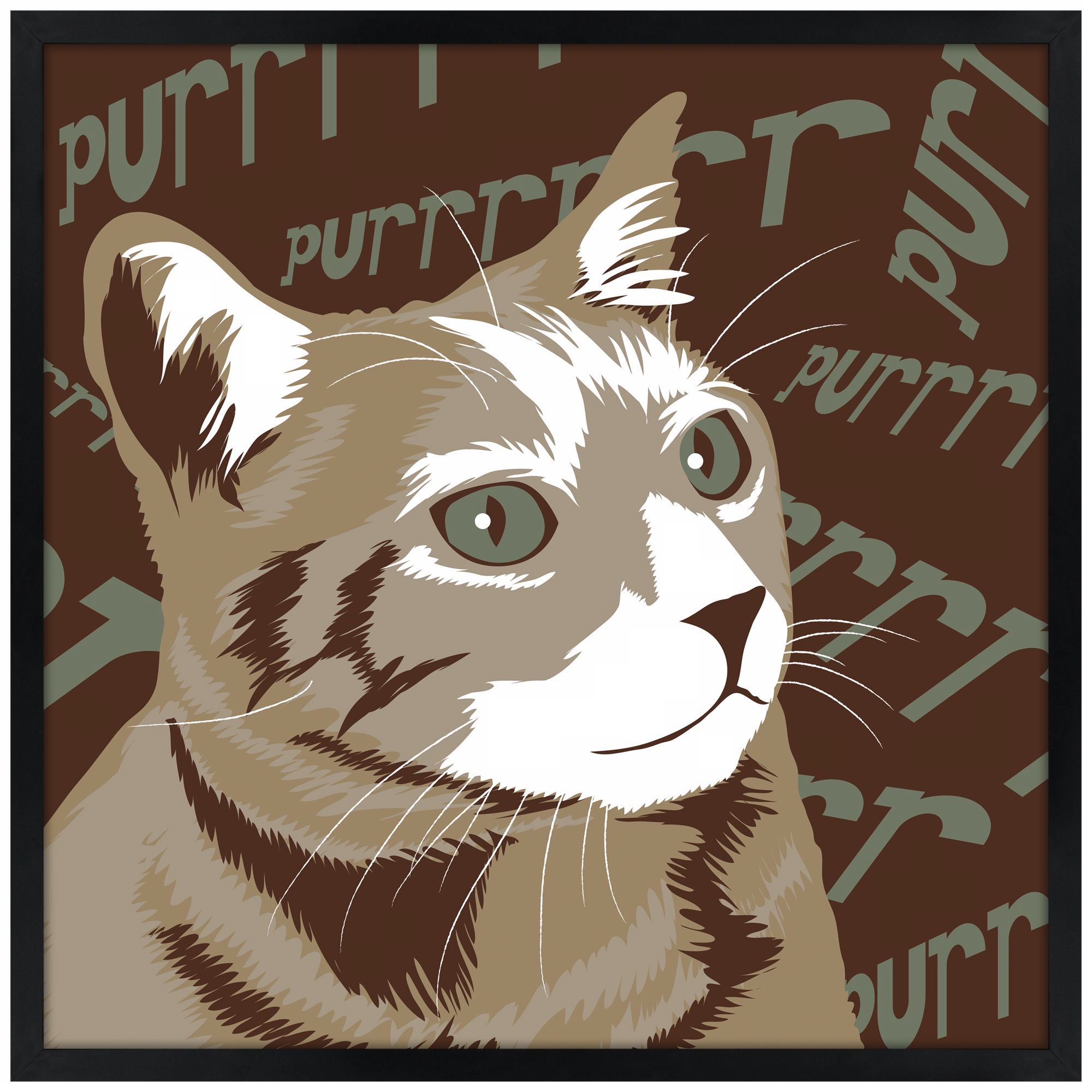 Purr 21" Square Black Giclee Wall Art