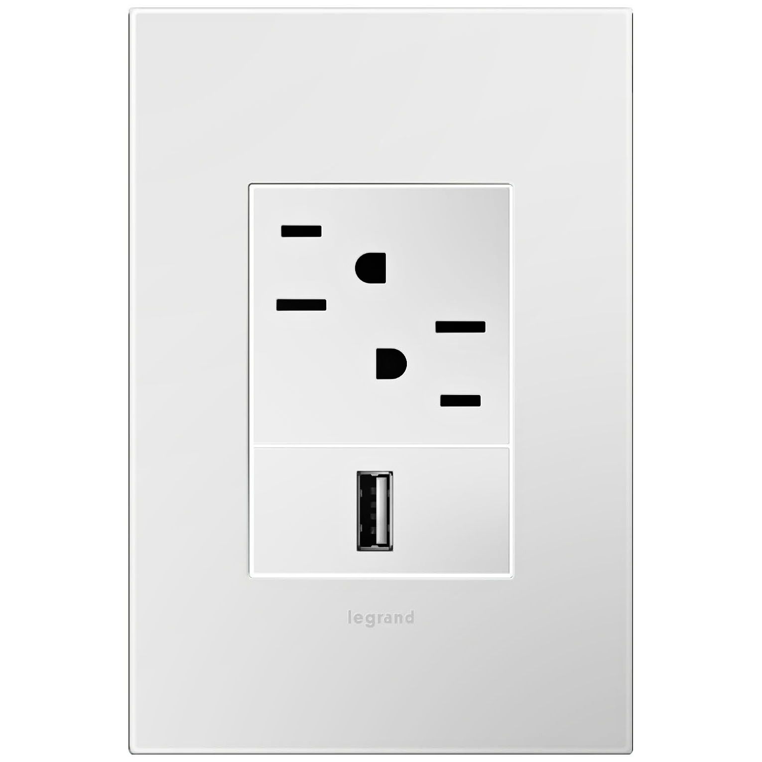 adorne Gloss White-on-White 1-Gang+ Wall Plate w/ Outlets