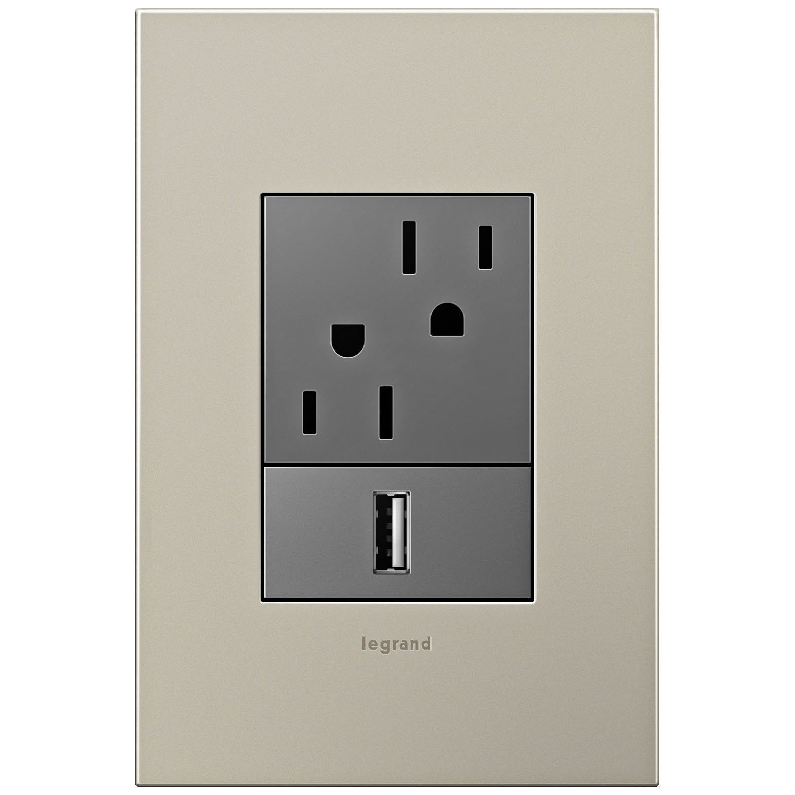 adorne Satin Nickel 1-Gang+ Cast Metal Wall Plate w/ Outlets