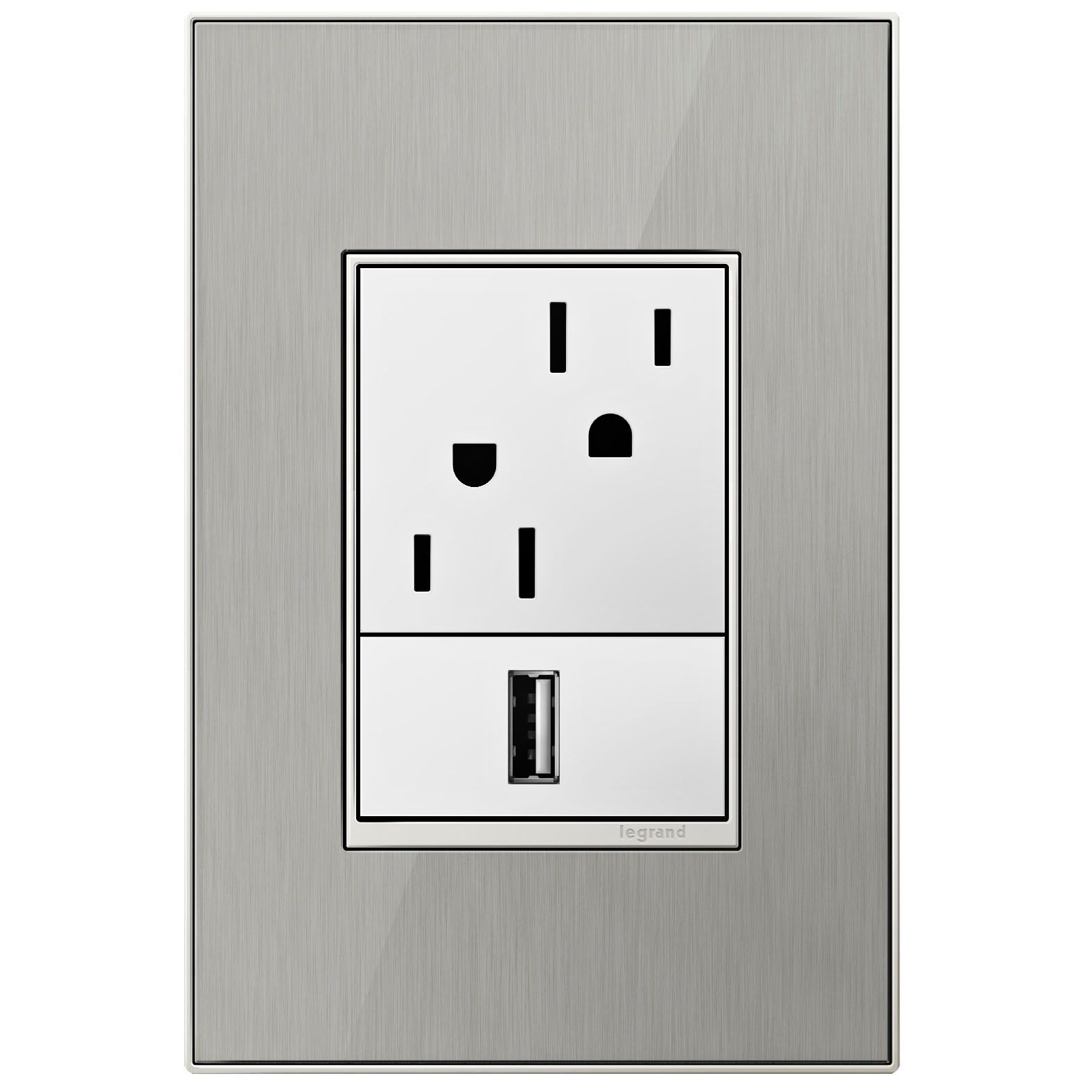 Brushed Stainless Steel 1 Gang Cast Metal Wall Plate W Outlets 57n38 Lamps Plus