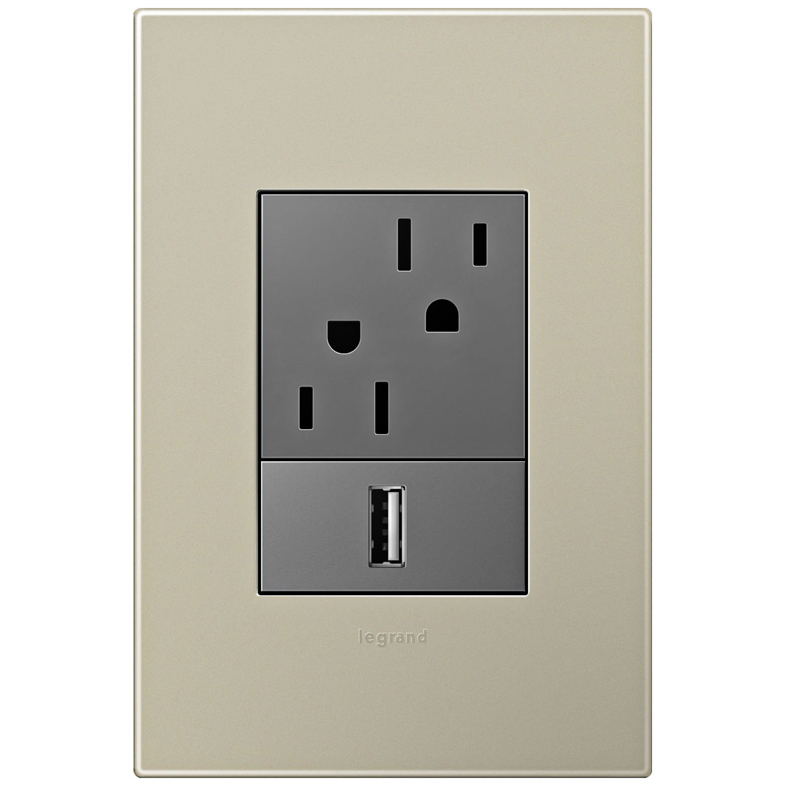 adorne Titanium 1-Gang+ Wall Plate w/ Outlets