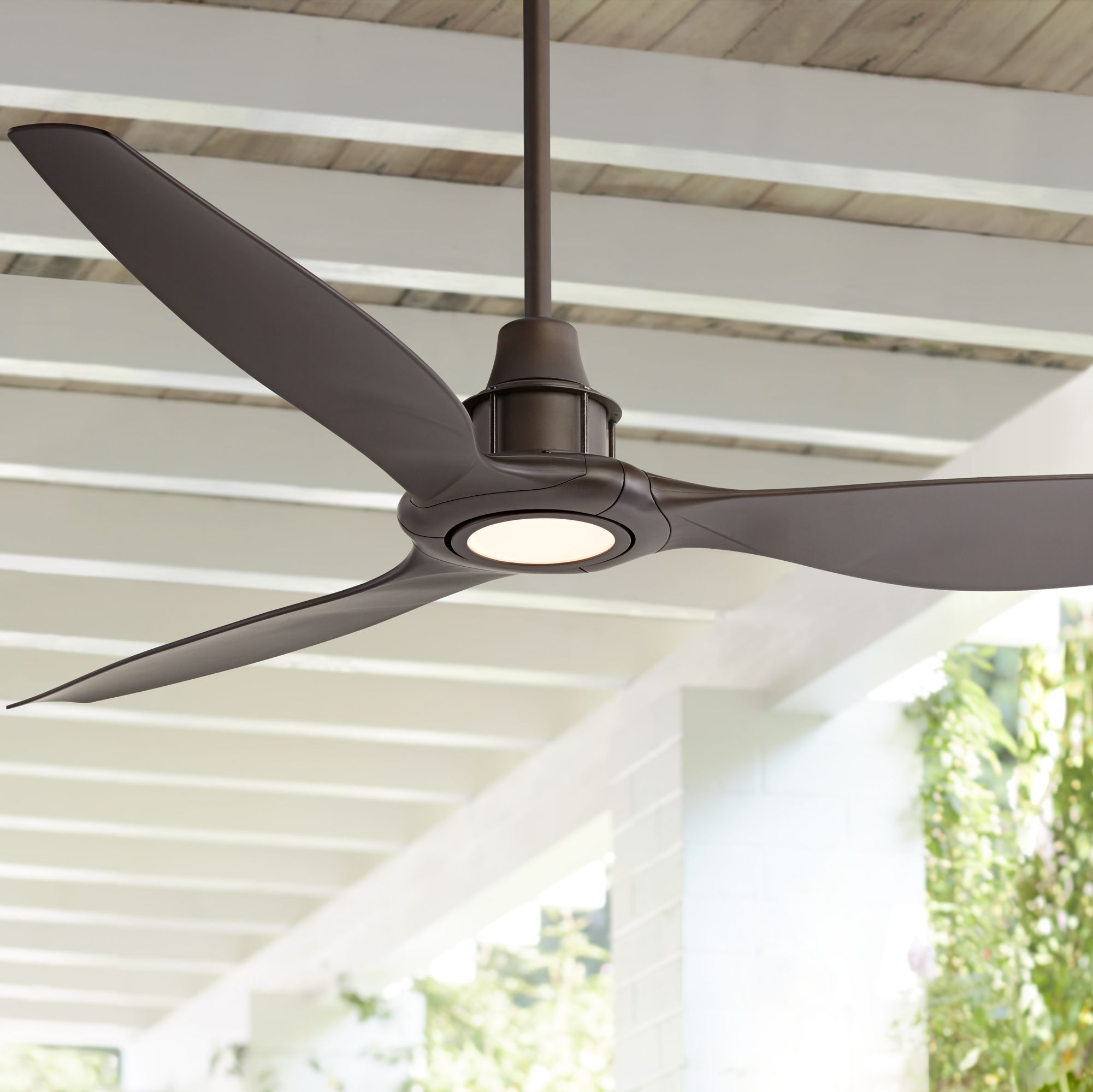 58 Modern Outdoor Ceiling Fan With Light Led Bronze Damp Rated