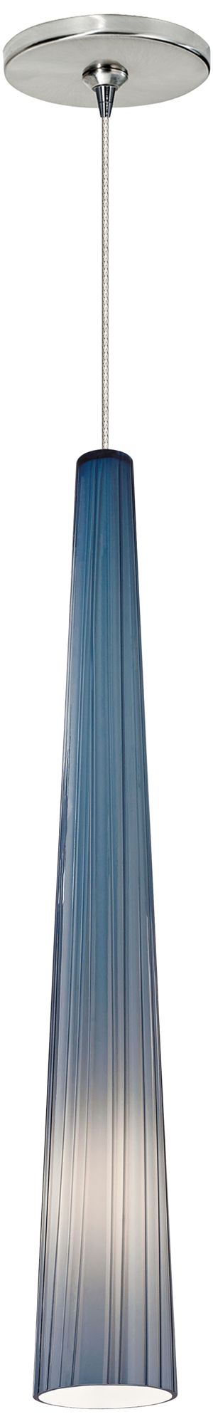 Zenith 4" Wide Blue and Satin Nickel LED Freejack Mini Pendant