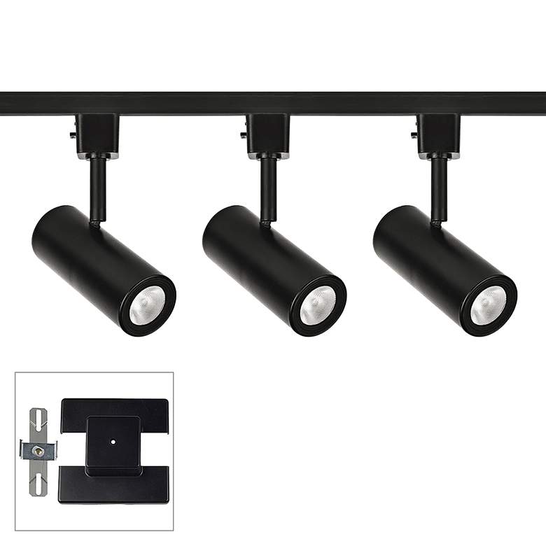 Image 1 3-Light Black LED Track Kit with Floating Canopy
