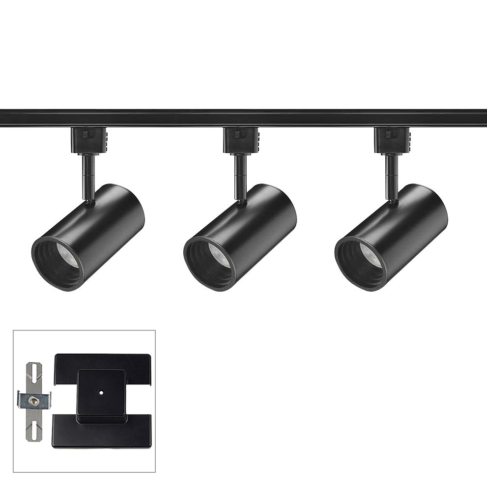 3Light Black Cylinder 10 Watt LED Floating Canopy Track Kit 57V62