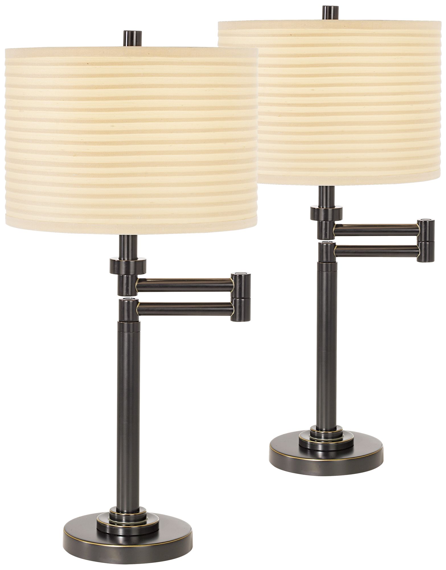 Neat Pleat Bronze Swing Arm Desk Lamps Set Of 2 57w01 Lamps Plus