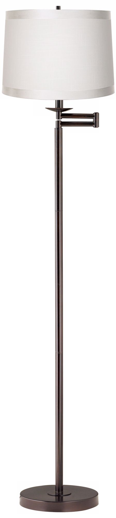 360 Lighting 60 1/2" Off-white Drum Bronze Finish Swing Arm Floor Lamp