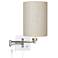 Dimmable Ivory Linen Drum Shade Plug-In Swing Arm Wall Lamp