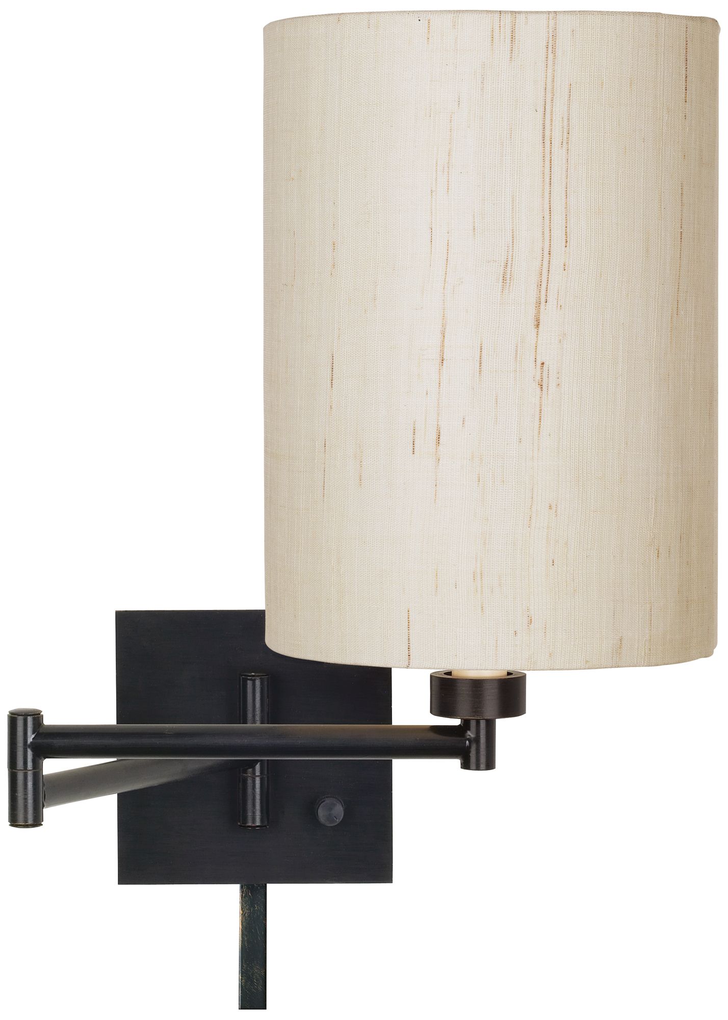 Ivory Linen Drum Espresso Plug In Swing Arm With Cord Cover