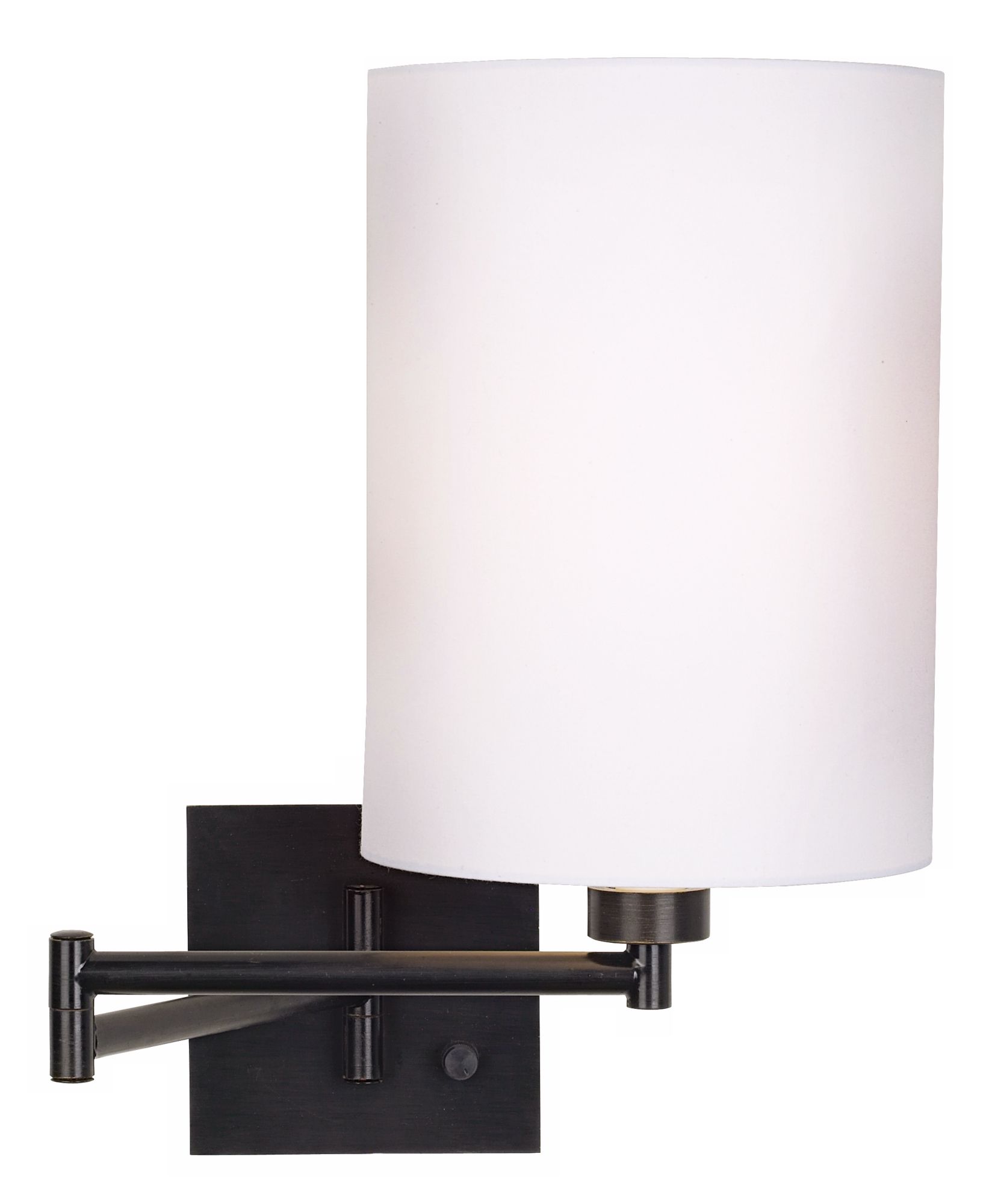 White Cylinder Shade Espresso Swing Arm Wall Lamp
