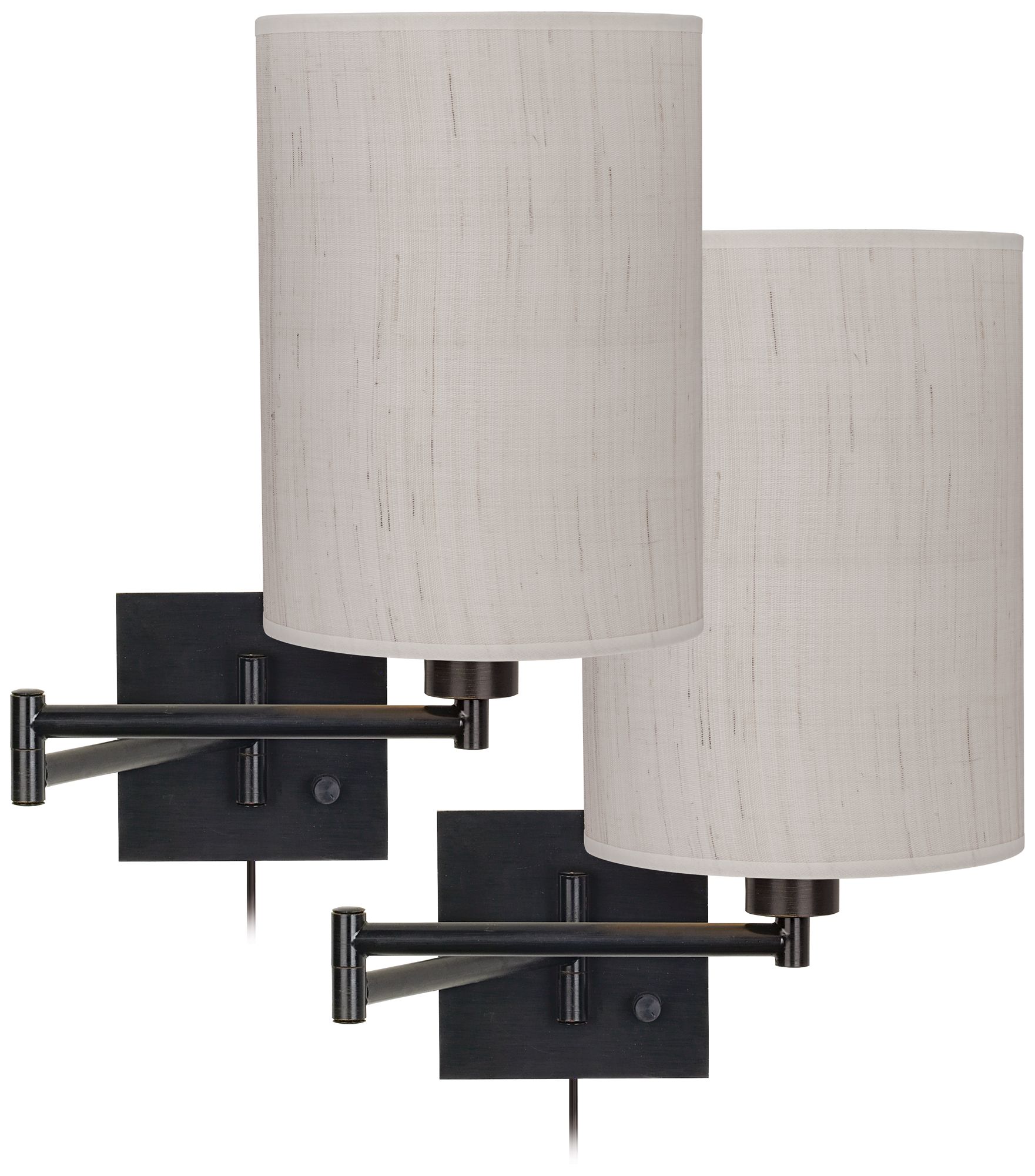 Set of 2 Espresso Bronze Cylinder Swing Arm Wall Lamps