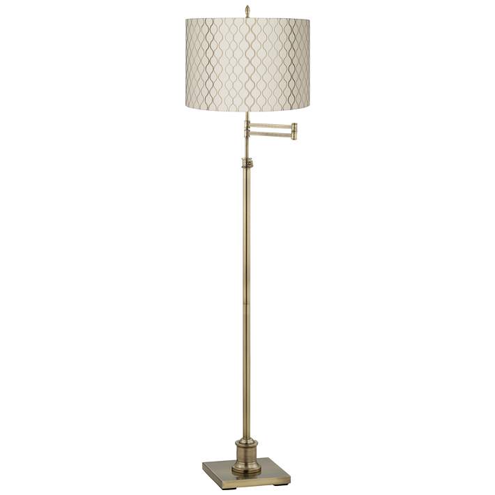 Westbury Brass Swing Arm Floor Lamp, Thin Floor Lamp With Shade