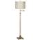 Westbury Brass Swing Arm Floor Lamp with Embroidered Shade