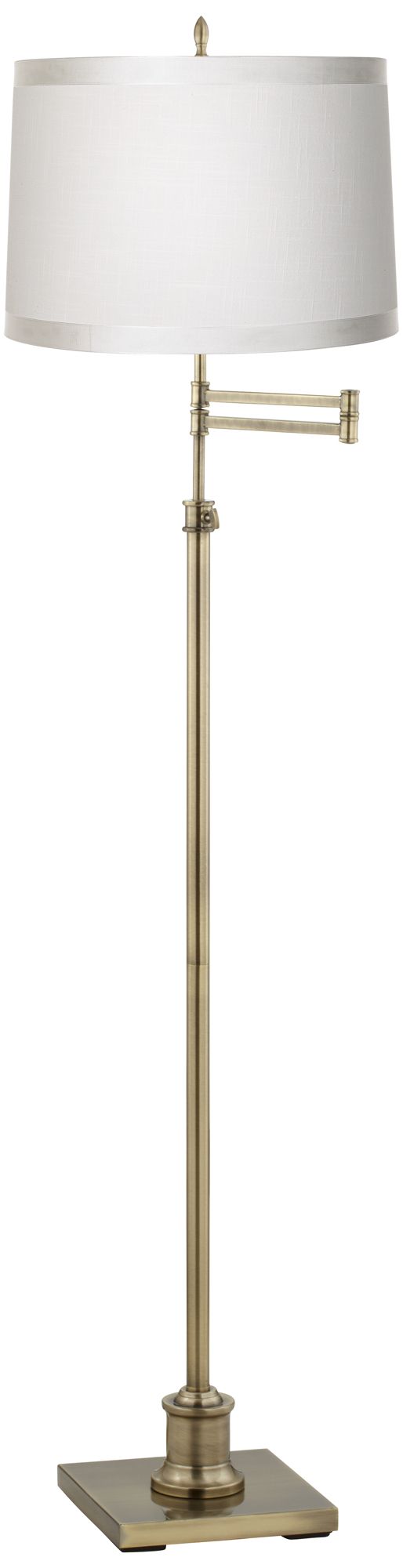 Westbury Off-White Shade Brass Swing Arm Floor Lamp