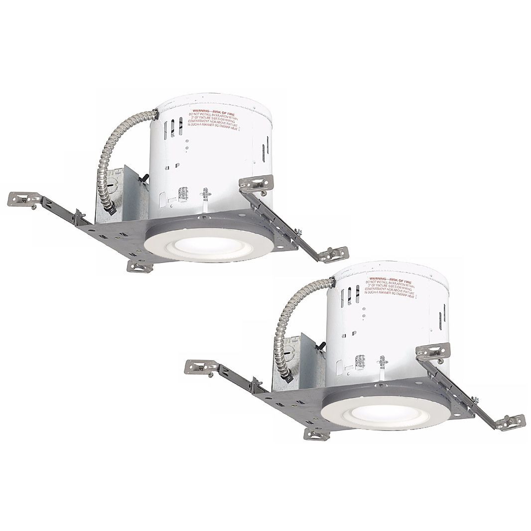 6" White Non-IC New Construction LED Recessed Kit Set of 2