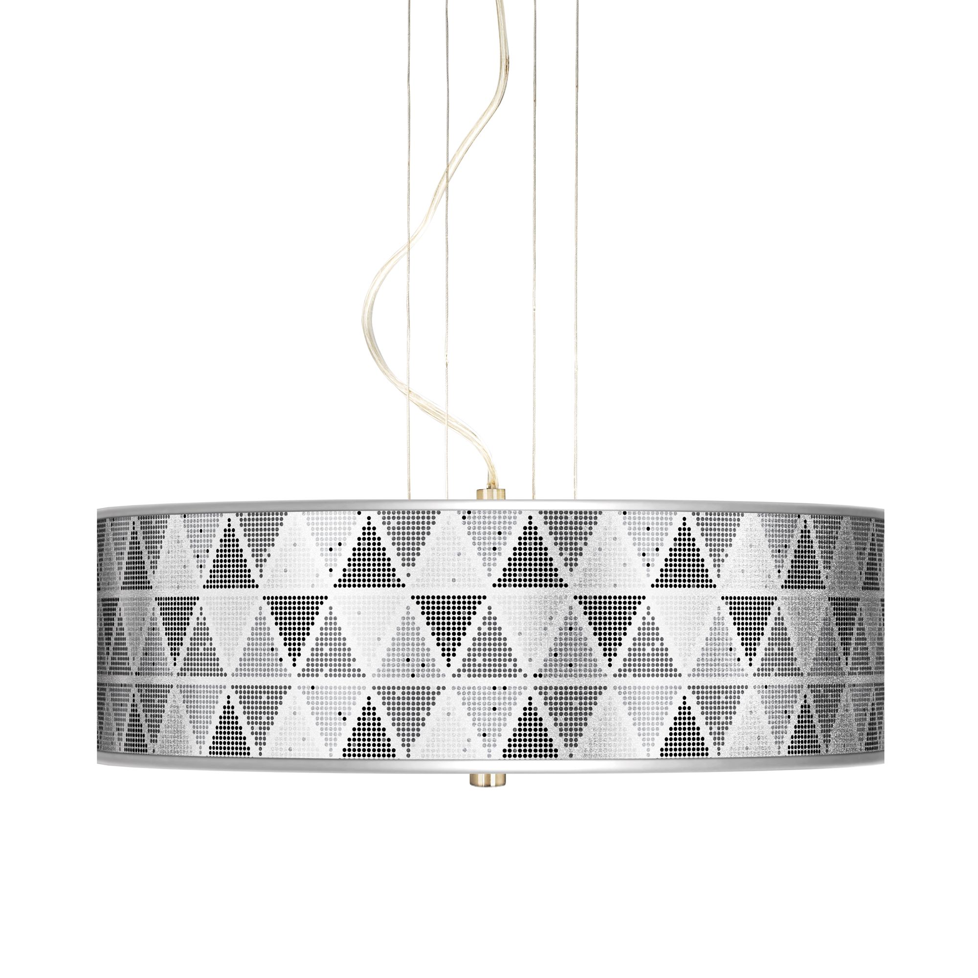 Pointillism Silver Metallic Giclee20"W 3-Light Pendant Chandelier