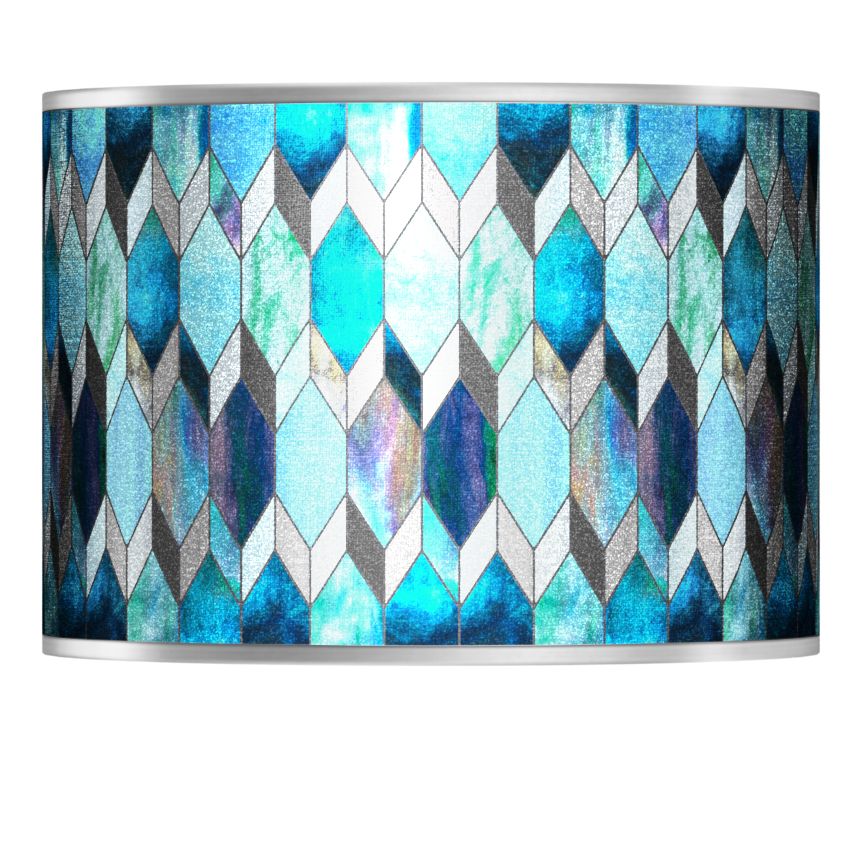 Blue Tiffany-Style Silver Metallic Shade 13.5x13.5x10 (Spider)