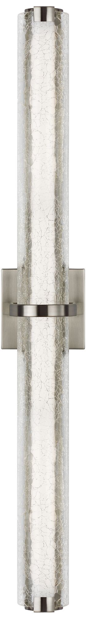 Cutler 36"W Satin Nickel and Crackle Glass LED Bath Light