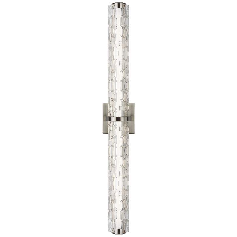 Cutler 36&quot; Wide Satin Nickel and Rock Glass LED Bath Light