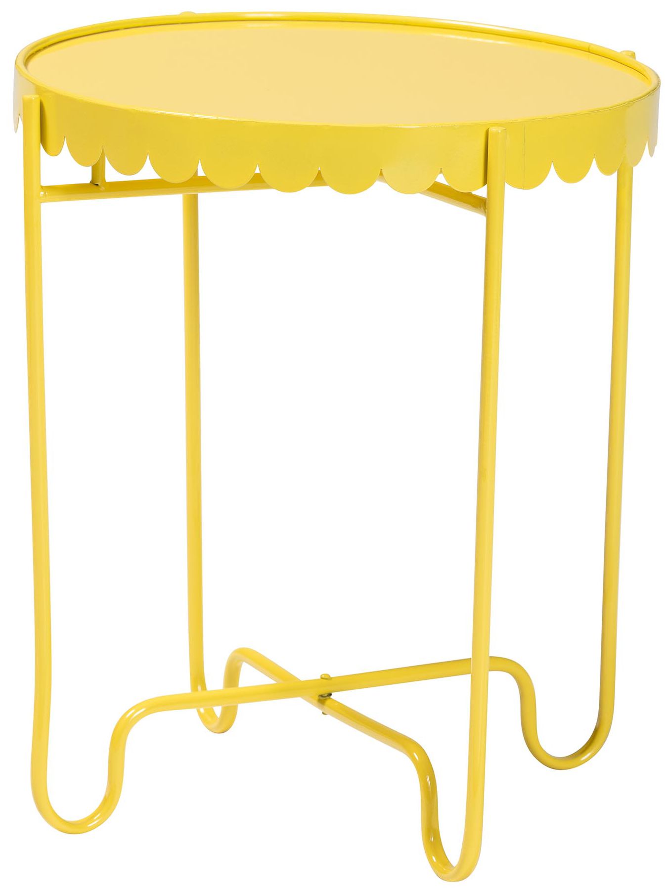 Baxton Studio Laverne Yellow Metal Side Table With Scalloped Tray Top