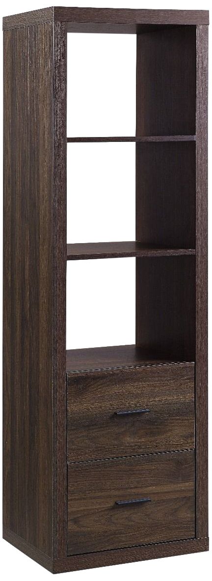 Harel 19" Wide Walnut Wood 2-Drawer 3-Shelf Side Pier