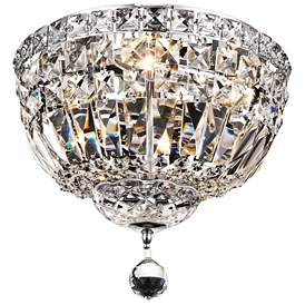 Tranquil 12&quot; Wide Chrome and Clear Crystal Ceiling Light