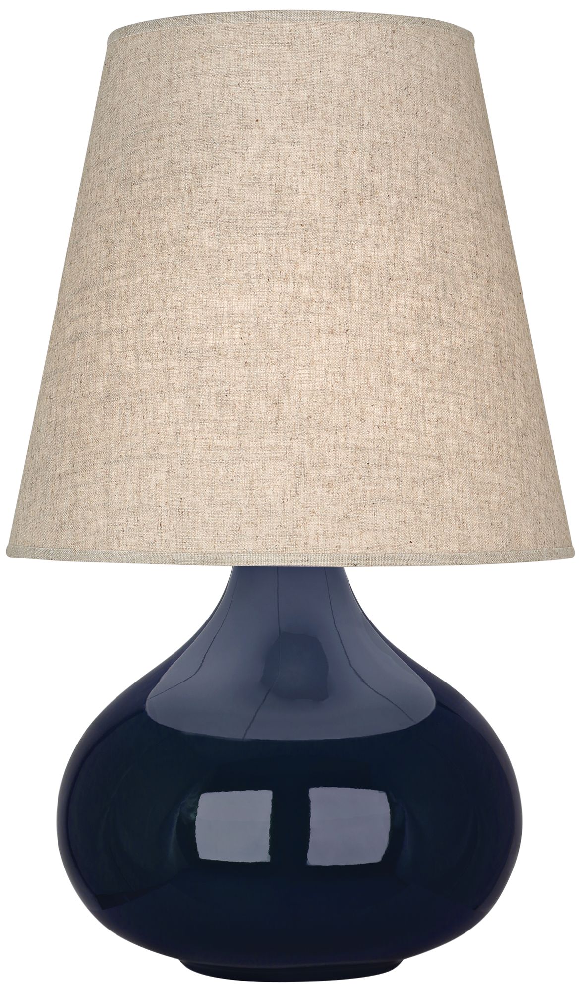 June Midnight Blue Accent Table Lamp w/ Buff Linen Shade 58A40