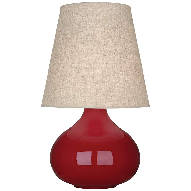 Robert Abbey June Oxblood Table Lamp with Buff Linen Shade