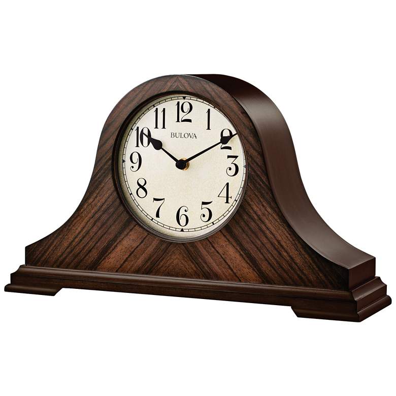 Image 1 Bulova Norlwalk Walnut 15 1/4"W Tambour Mantel Clock
