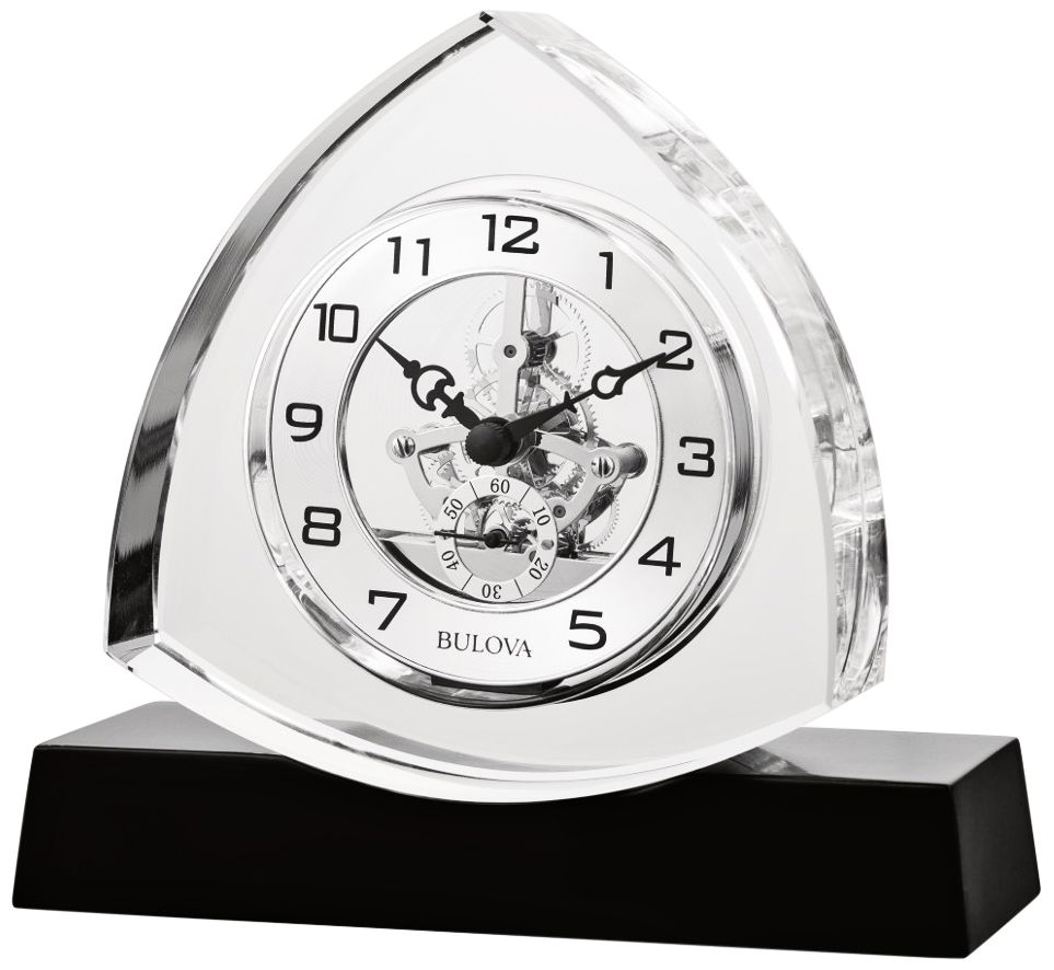 Bulova Trident Skeleton Ebony Gloss 6 3/4" Wide Table Clock
