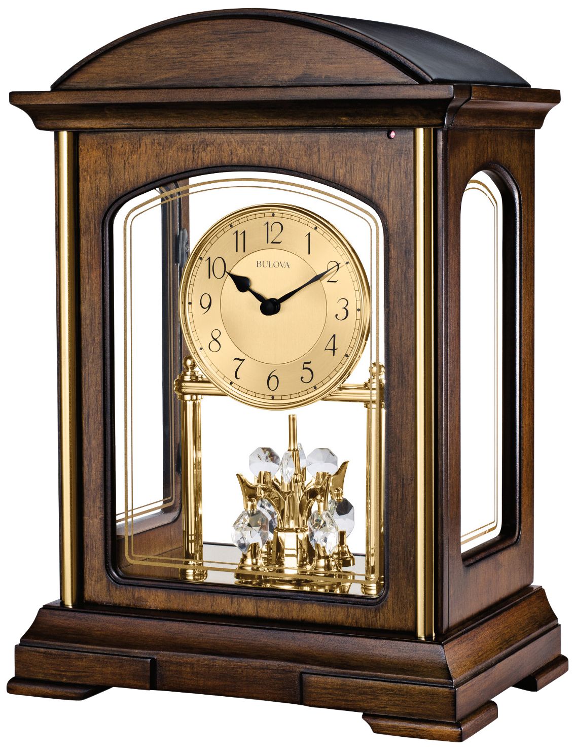 Wesport Brown Cherry 13 1/4" High Chime Mantel Clock