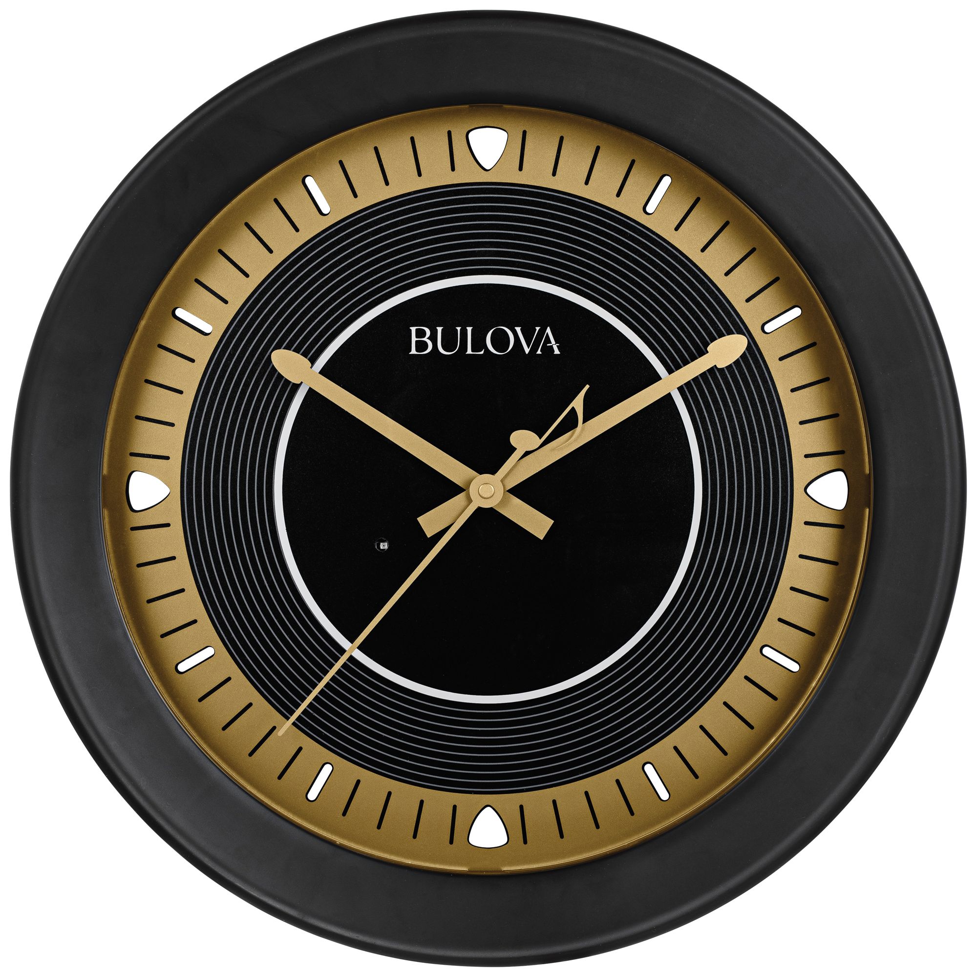 Long Play Satin Black 18" Round Bluetooth Outdoor Wall Clock