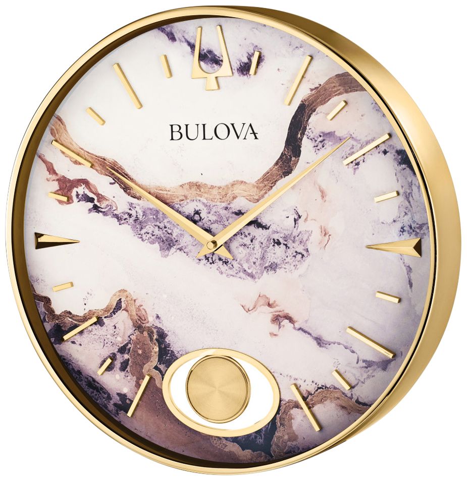 Stonemont Gold and Natural Marble 15 3/4"Round Wall Clock