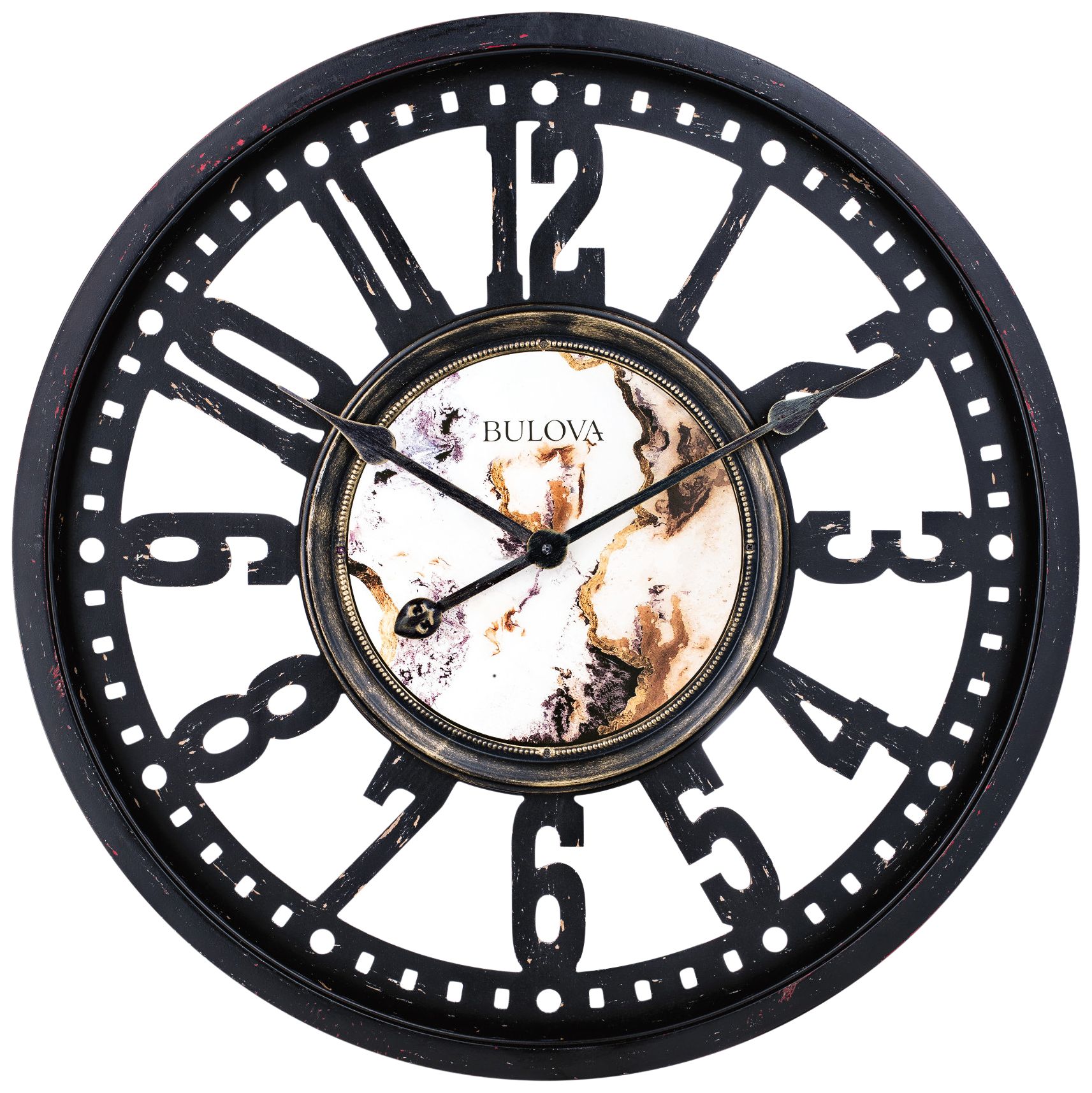 Bulova Station Master Black 24" Round Gallery Wall Clock 58C55