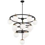 Alluria 36&quot;W Weathered Black and Gold 16-Light Chandelier