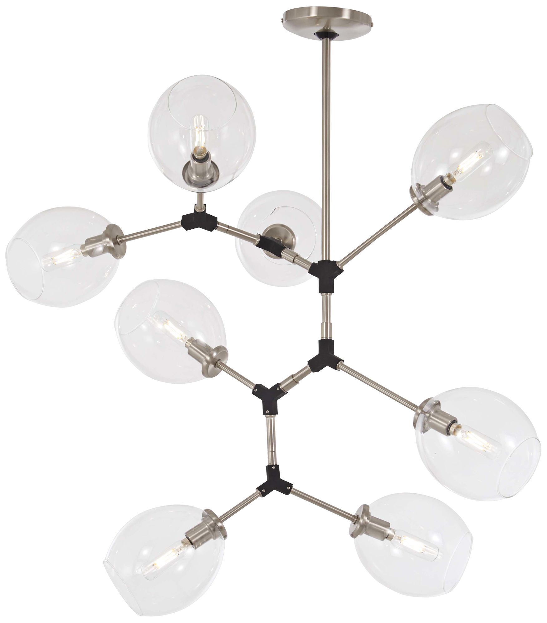 Nexpo 24 3/4" Wide Brushed Nickel and Black 8-Light Pendant