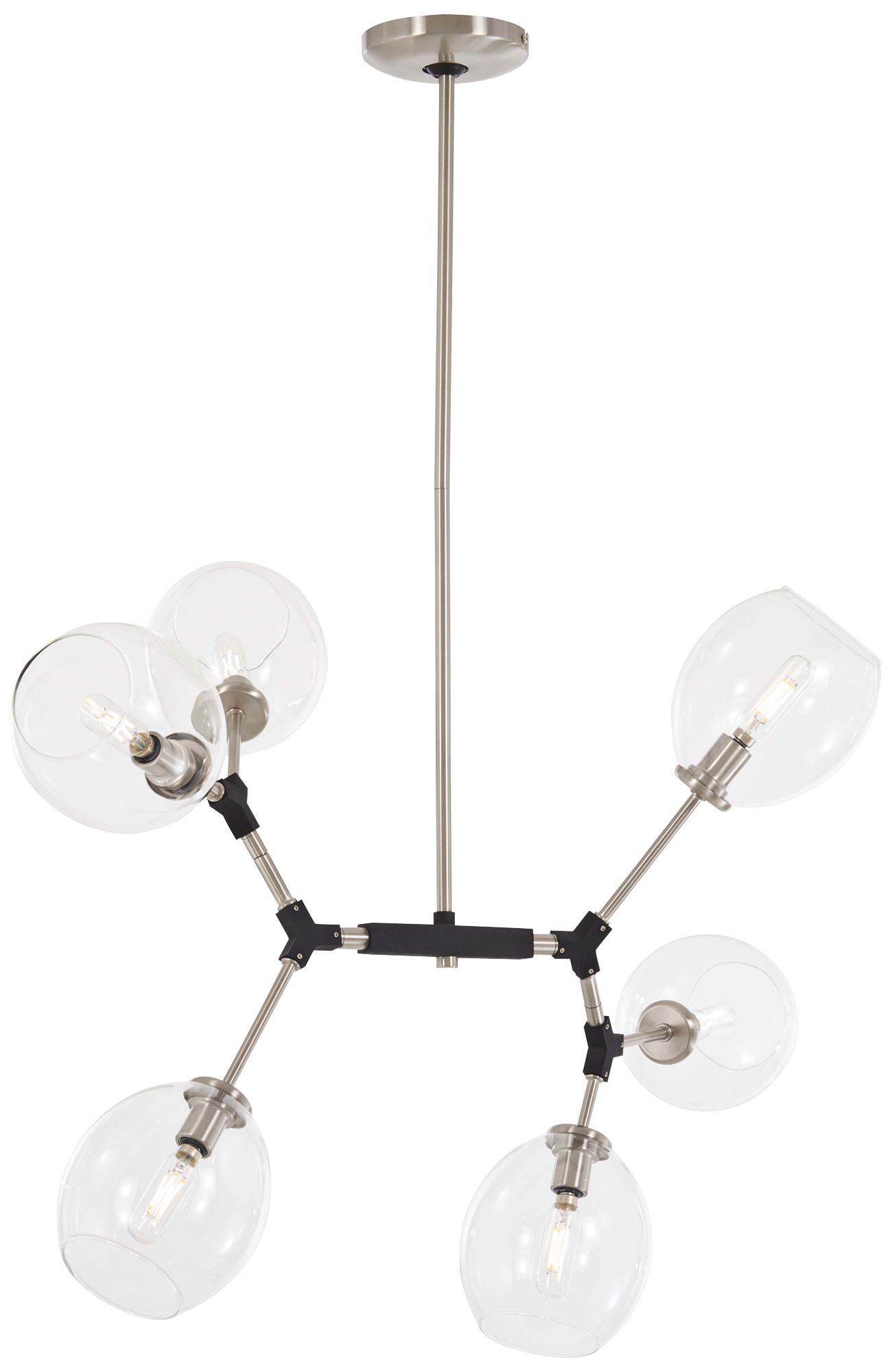 Nexpo 34 1/2" Wide Brushed Nickel and Black 6-Light Pendant
