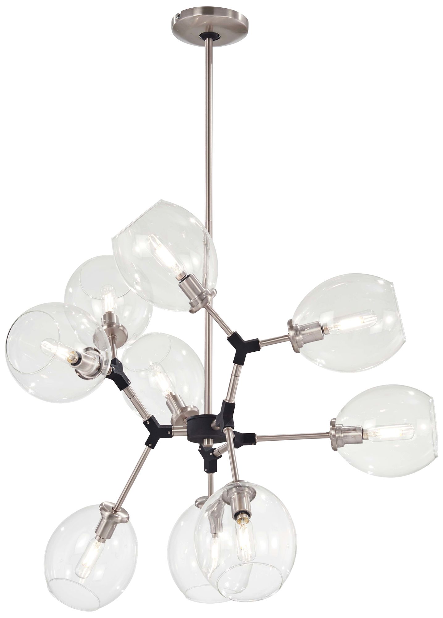 Nexpo 30" Wide Brushed Nickel and Black 9-Light Chandelier