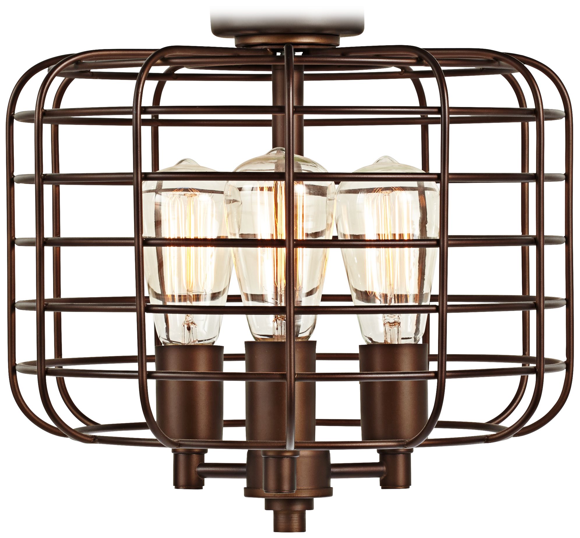 Industrial Cage Oil-Rubbed Bronze LED Ceiling Fan Light Kit