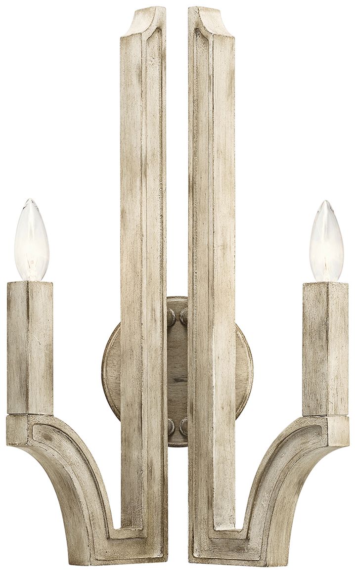 Kichler Botanica 20"H White-Washed Wood 2-Light Wall Sconce