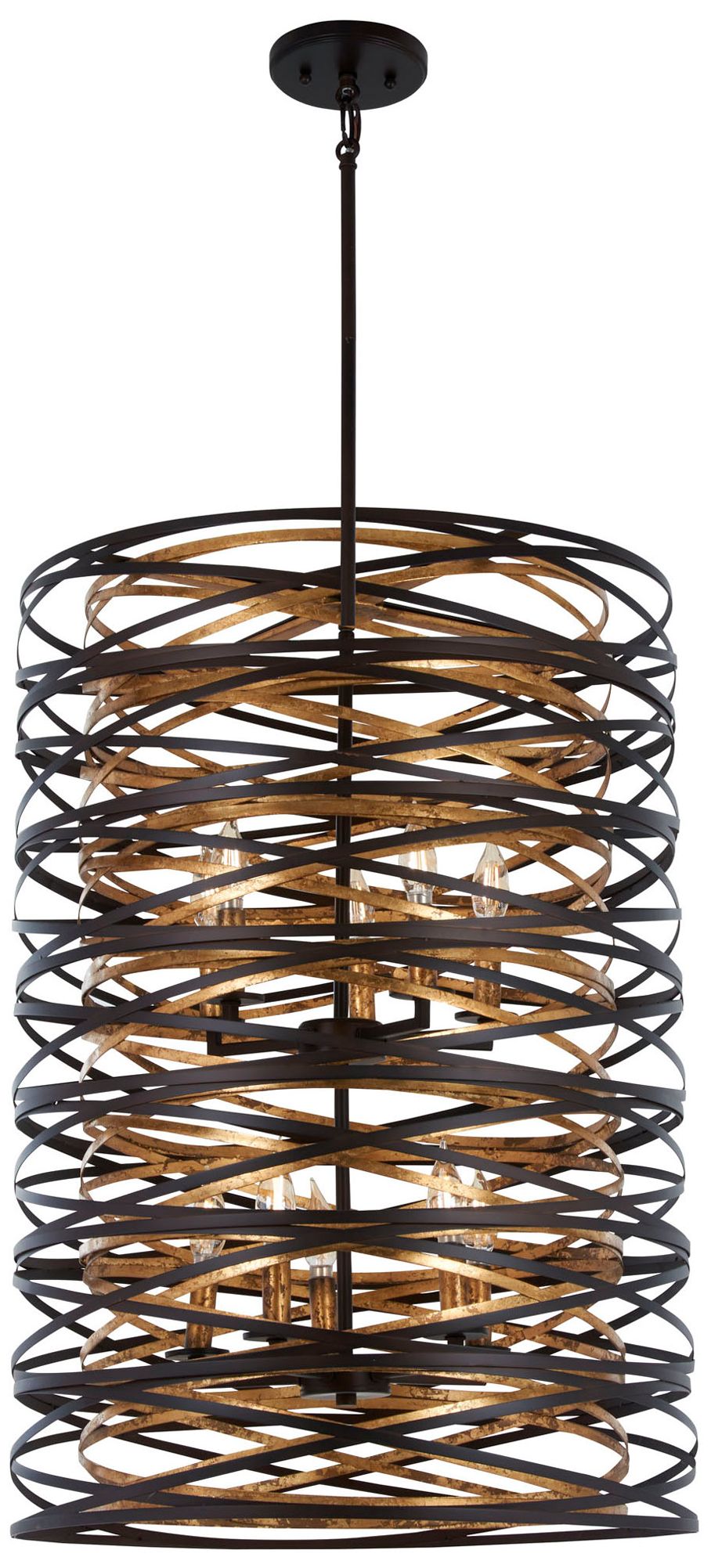 Minka Lavery Vortic Flow 21" Wide Dark Bronze And Gold 10-light Pendant