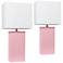 Elegant Designs Pink Leather Table Lamps Set of 2