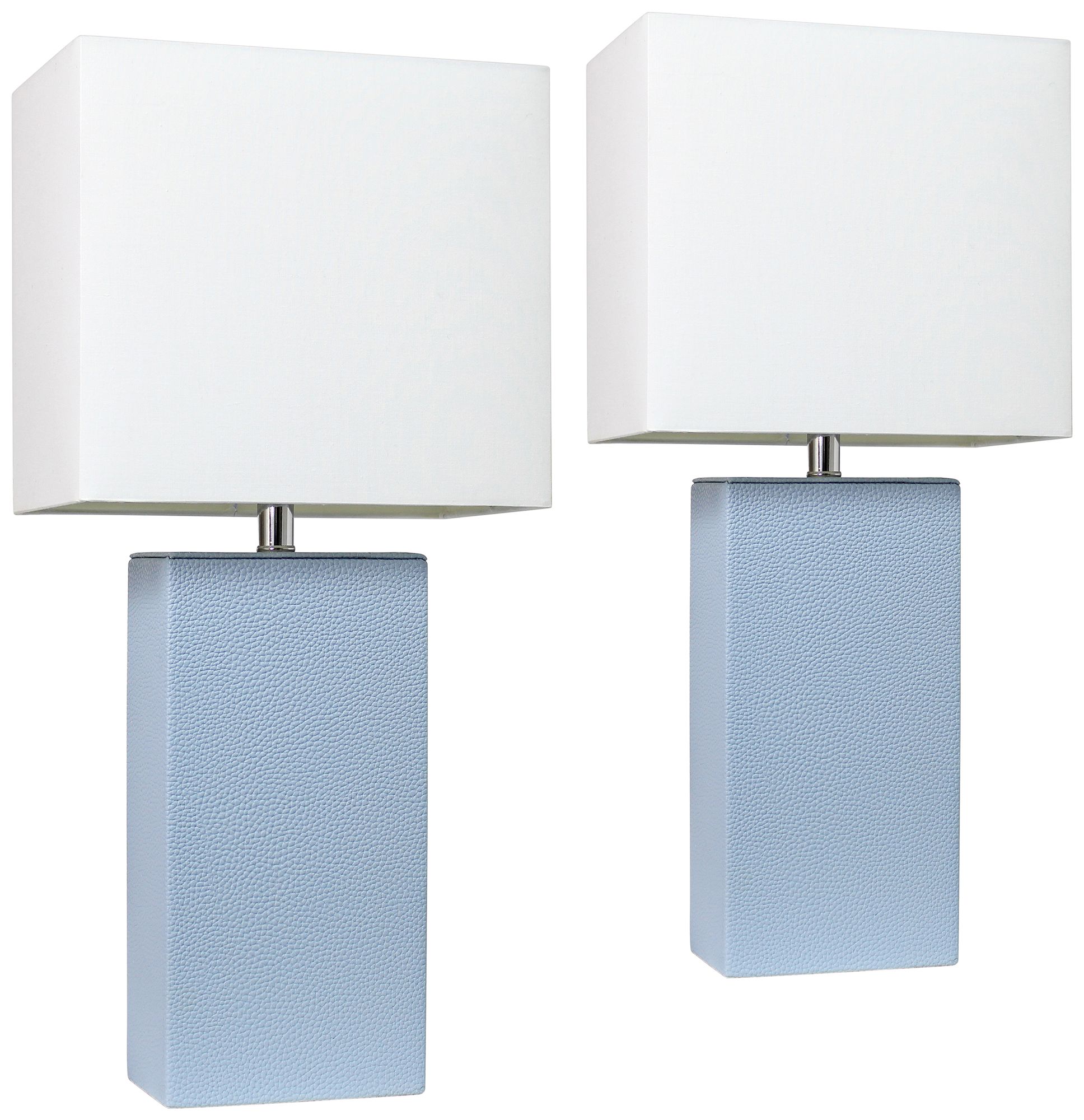 Elegant Designs Periwinkle Blue Leather Table Lamps Set of 2