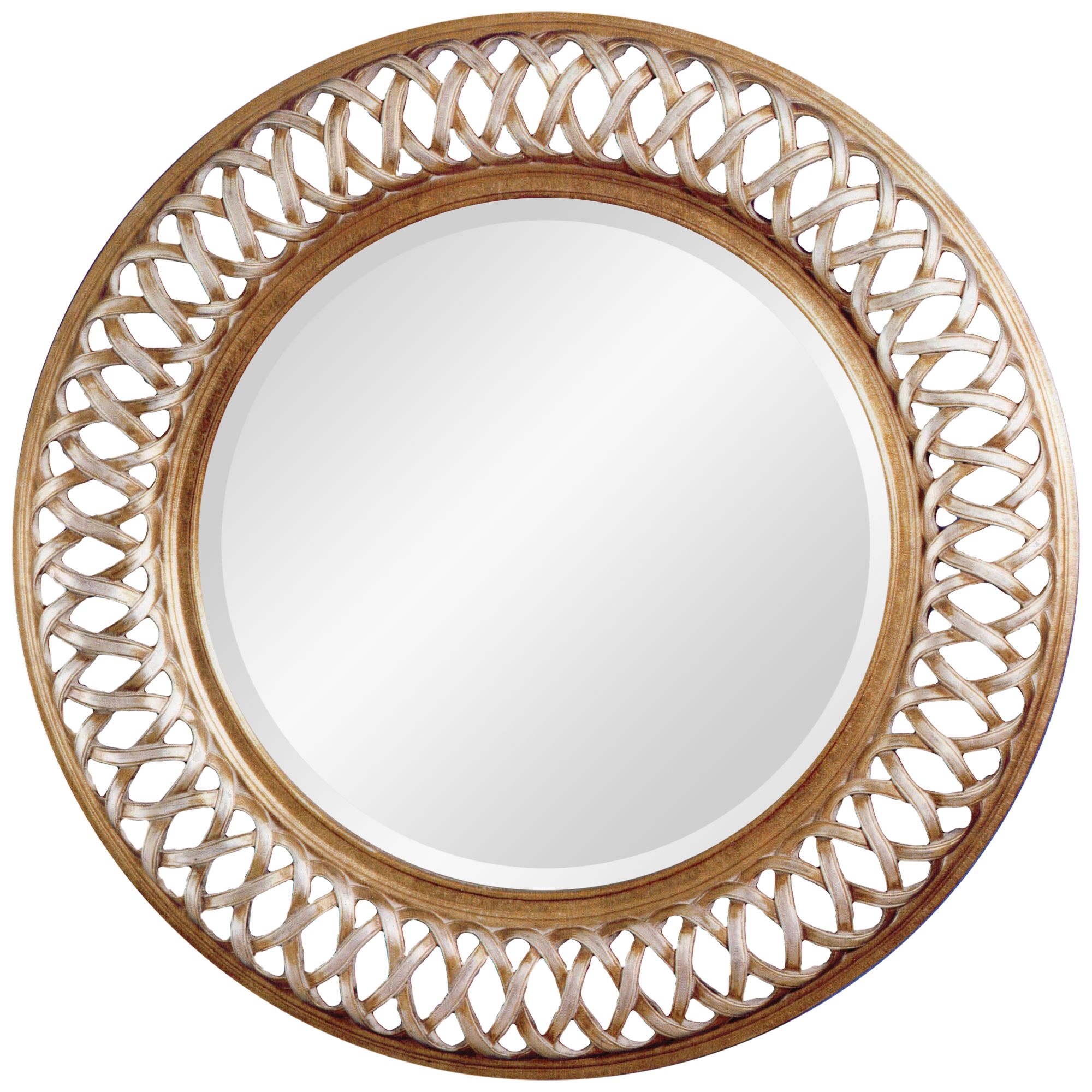 Alissa Champagne Leaf 45" Oversized Round Wall Mirror