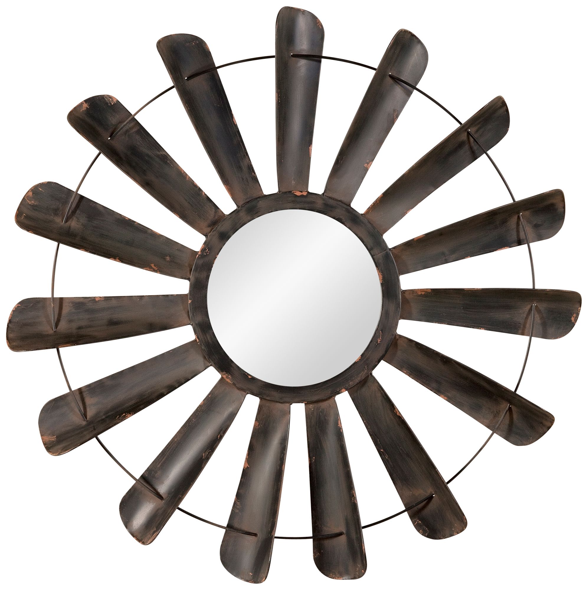 Nolan Antique Iron 48" Oversized Round Wall Mirror