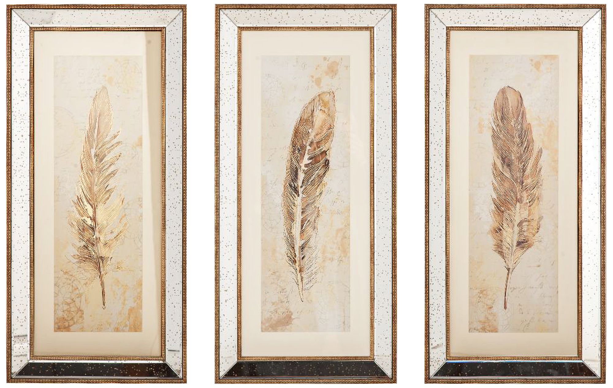 Flight 32" High 3-Piece Framed Feather Wall Art Set